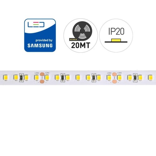 Striscia LED 20 Mt SMD 2835 24V 120 LED/Mt IP20 1.584Lm/Mt SAMSUNG