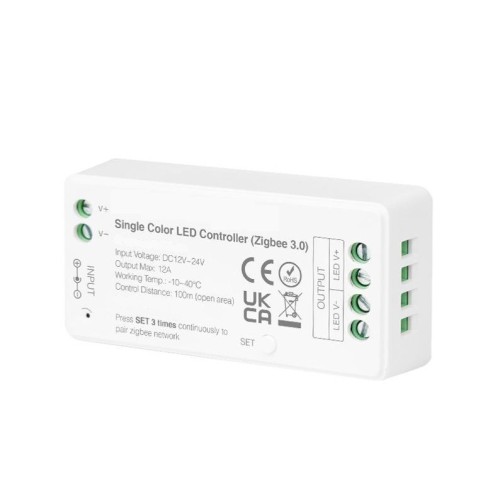 Controller Dimmer Monocolore ZIGBEE 3.0 - 12/24V 12A  - Alexa e Google Home - Ikea Trådfri e Philips Hue - bticino living now