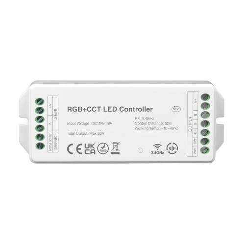 Singolo CONTROLLER RGB+CCT 12/24/48V WiFi 2,4Ghz 20A